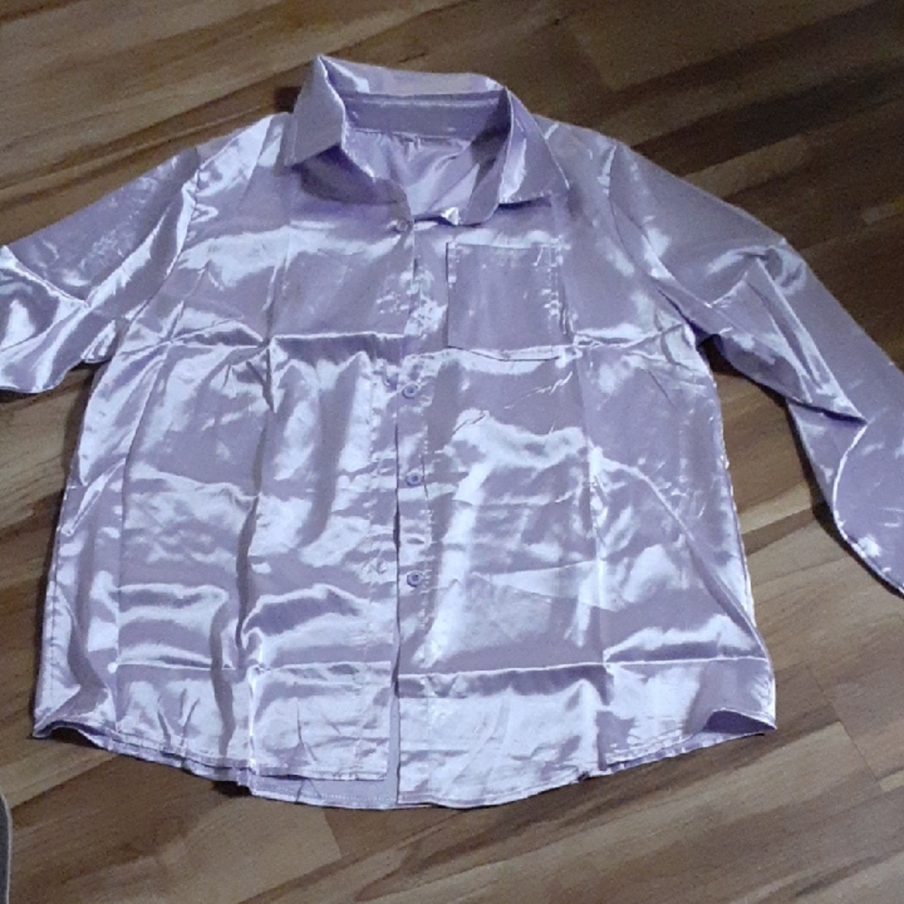 Women's Shiny Lavender Blouse New